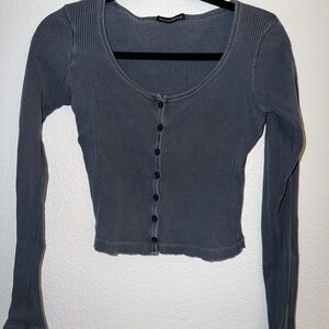 Brandy Melville Blue Button-Up Top